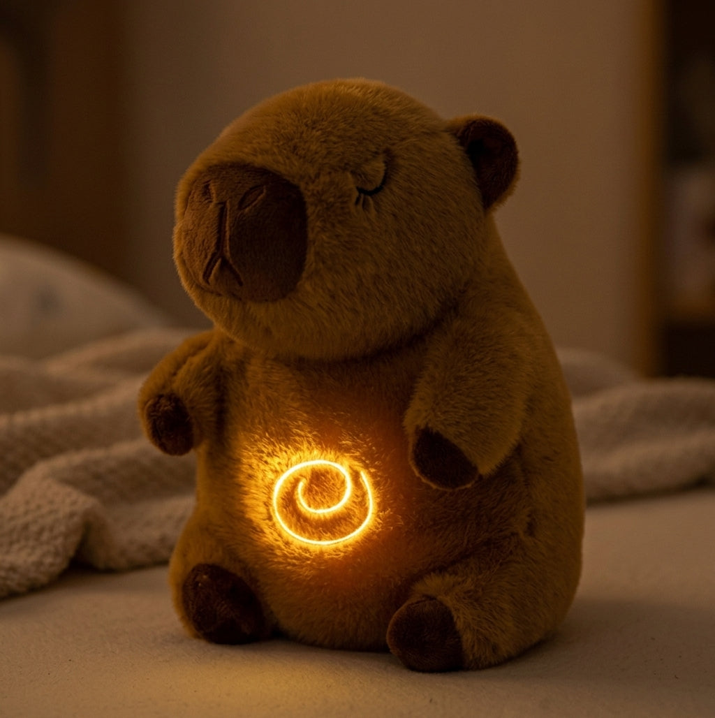 Capibara que Respira con Luz y Melodías — Peluche Arrullo